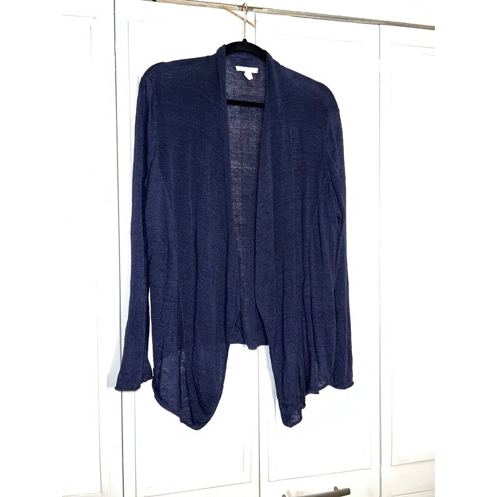 Eileen Fisher Blue Cardigan; Size L; 87% Linen 13% Nylon